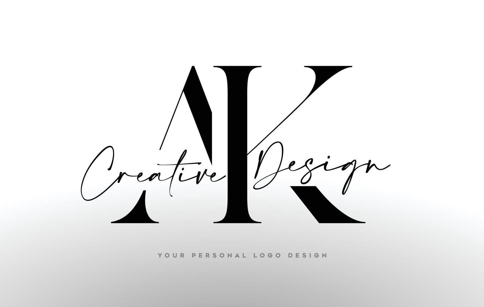 icono de diseño de logotipo de letra ak con fuente serif y letras creativas unidas ilustración vectorial vector
