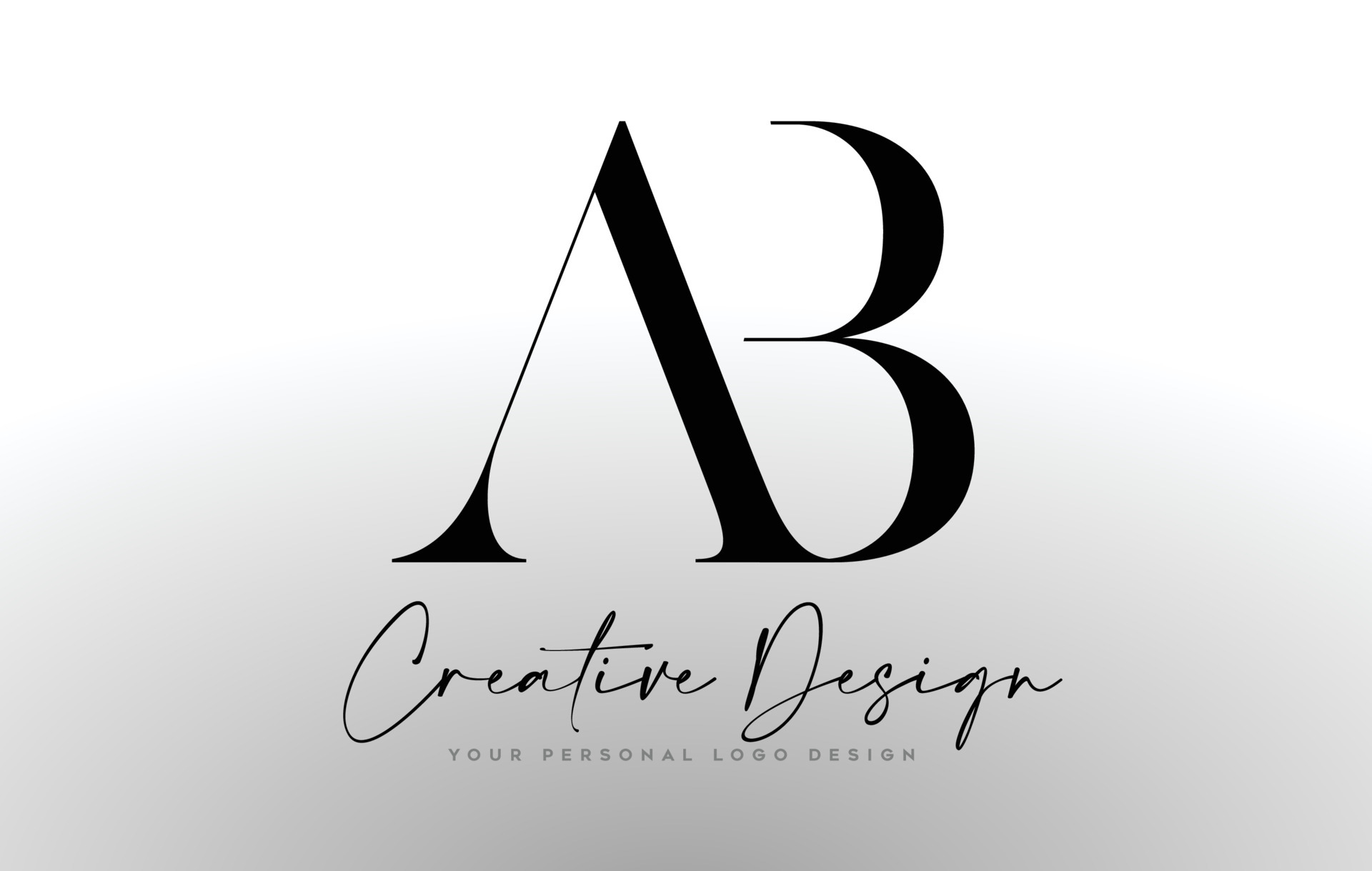 AB Letter Logo Design Icon with Serif Font and United Creative Letters