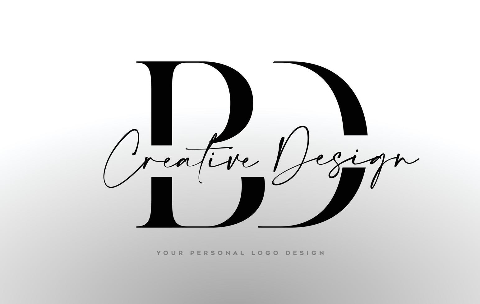 BD Letter Logo Design Icon with Serif Font and United Creative Letters Vector Illustration