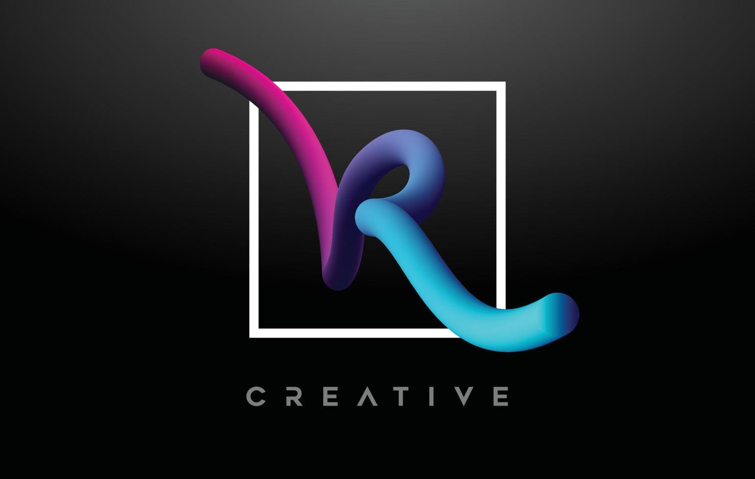 VR Letter Logo with Blue Purple Gradient 3d Look Vector Illustration