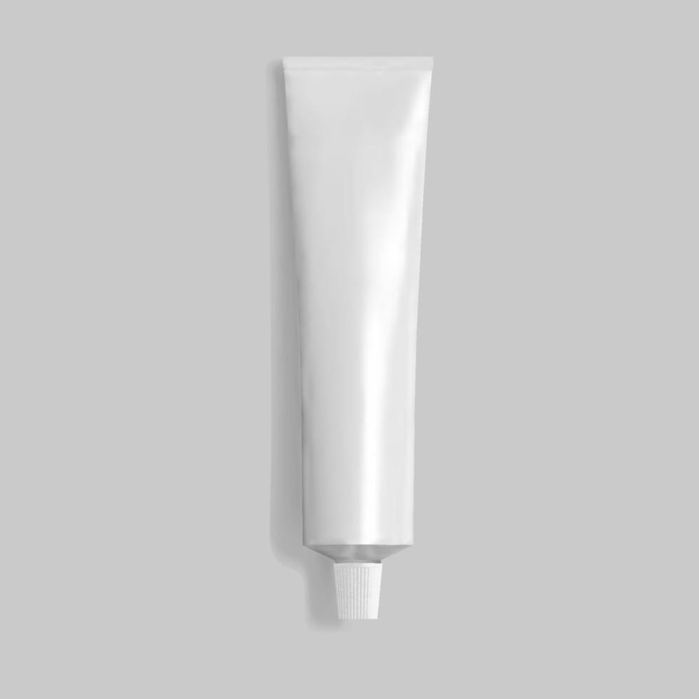 Mockup of tube for cream or toothpaste, vector illustration on cosmetics theme.