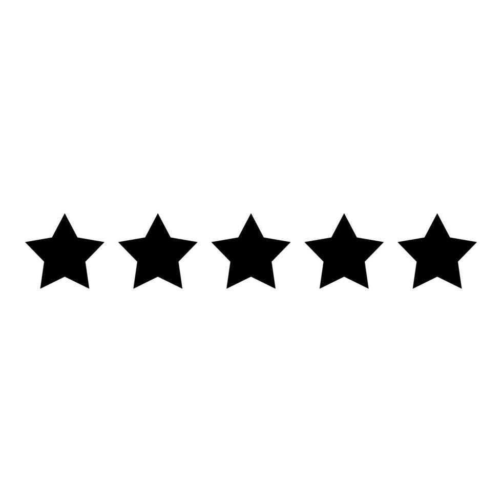 Five stars 5 stars rating concept icon black color vector illustration flat style image