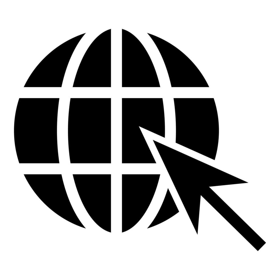bola de tierra y flecha global web internet concepto esfera y flecha sitio web símbolo icono color negro vector ilustración estilo plano imagen