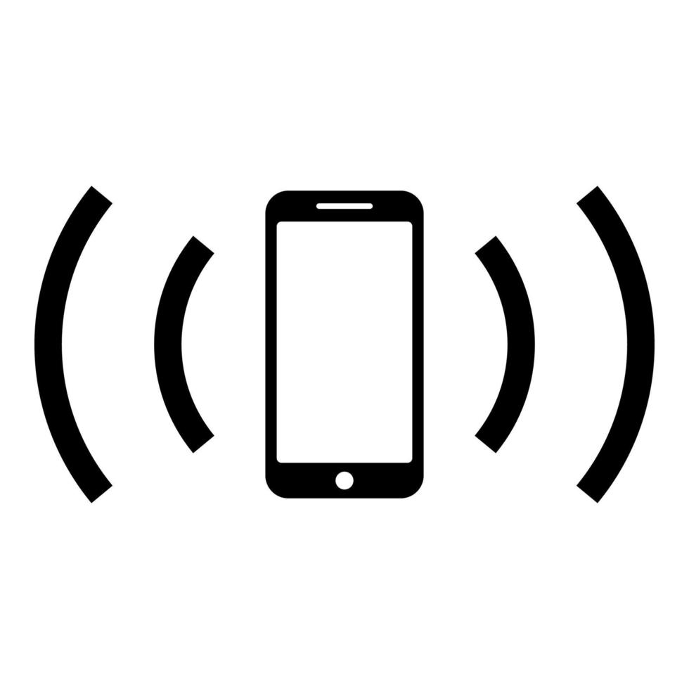 el teléfono inteligente emite ondas de radio ondas sonoras que emiten ondas concepto icono color negro vector ilustración estilo plano imagen