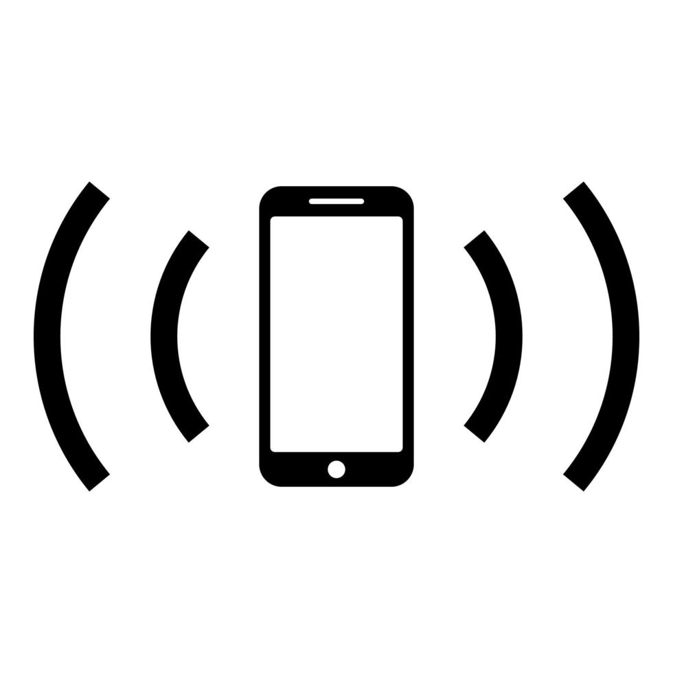 Smartphone emits radio waves Sound wave Emitting waves concept icon black color vector illustration flat style image