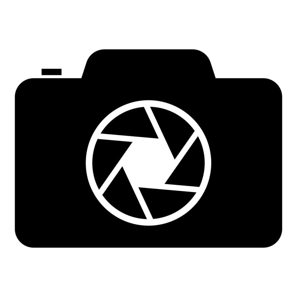 Camera with focus of lens concept icon black color vector illustration flat style image