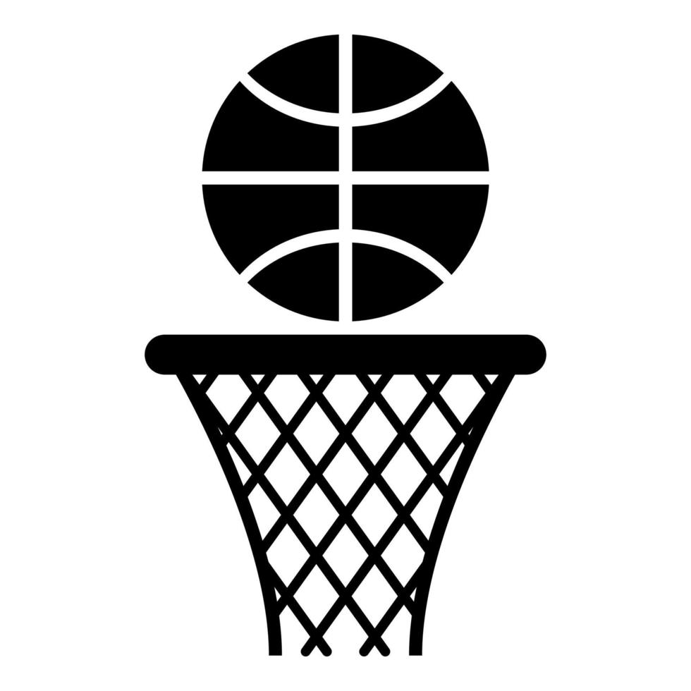 Basketball basket and ball Hoop net and ball icon black color vector illustration flat style image