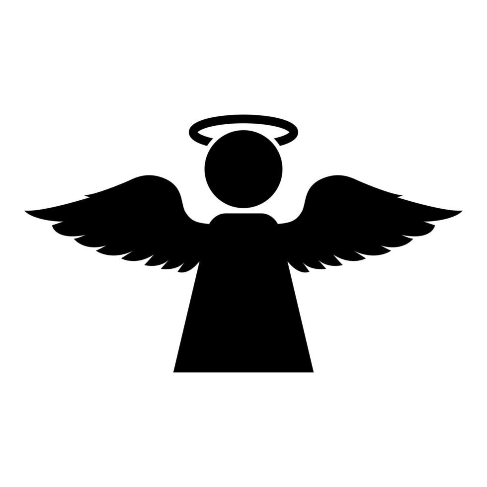 Angel with fly wing icon black color vector illustration flat style image