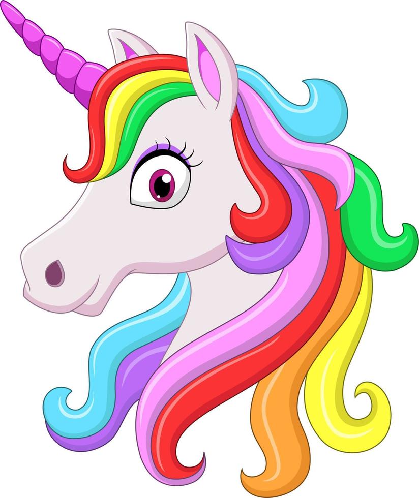Cute rainbow unicorn head mascot vector