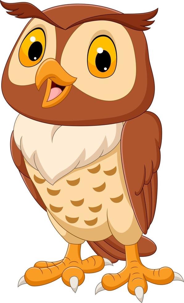 Cartoon funny owl isolated on white background vector