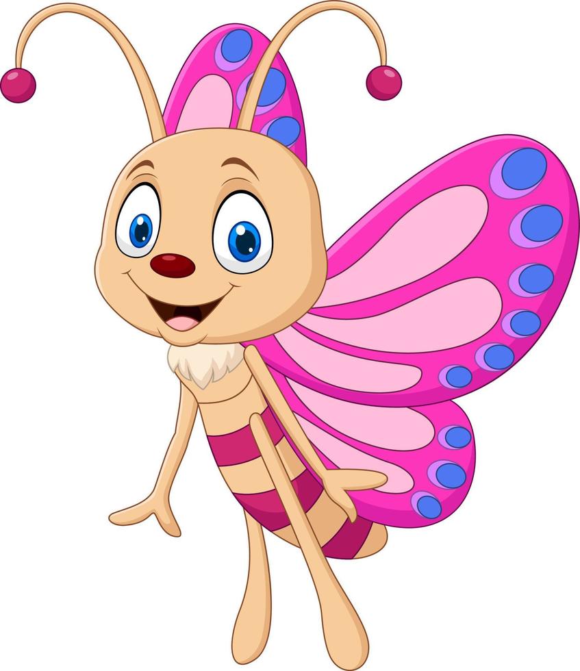 Cartoon funny butterfly isolated on white background vector