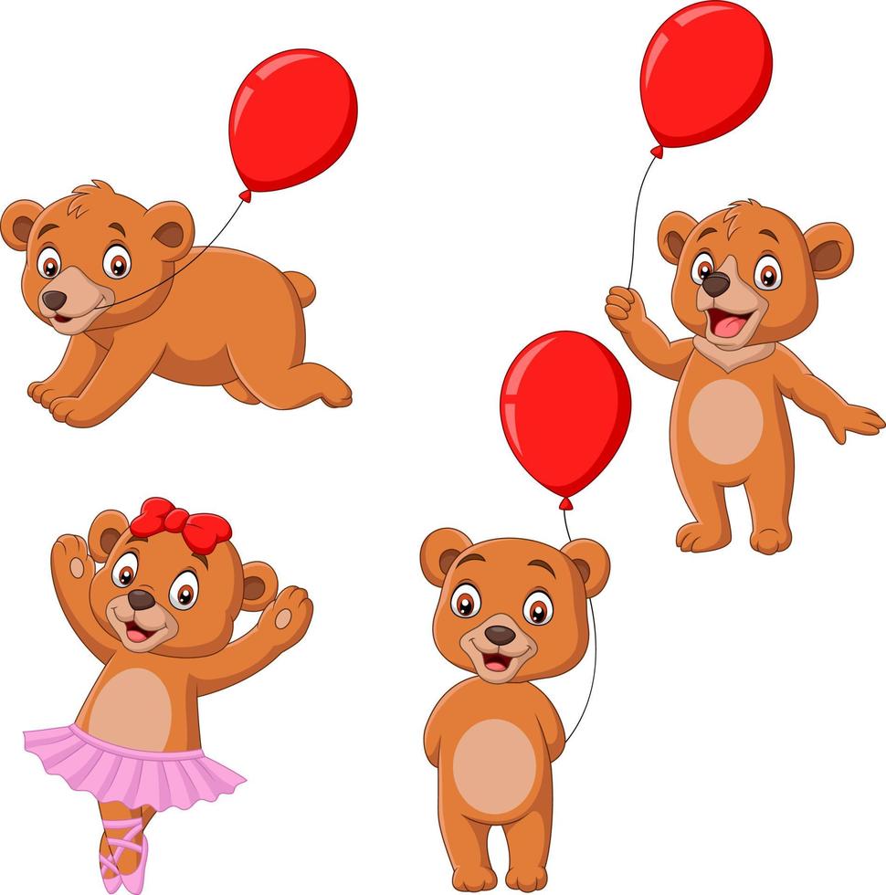 Cartoon little bears collection set vector