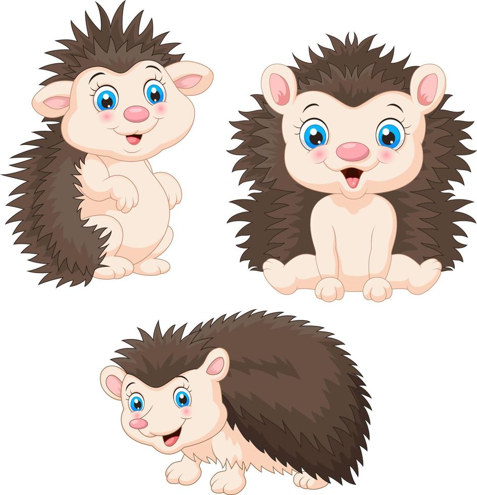 Collection of baby hedgehog cartoon sets vector