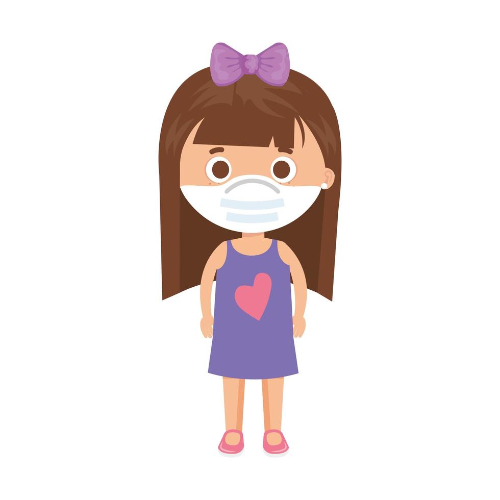 cute girl using face mask isolated icon vector