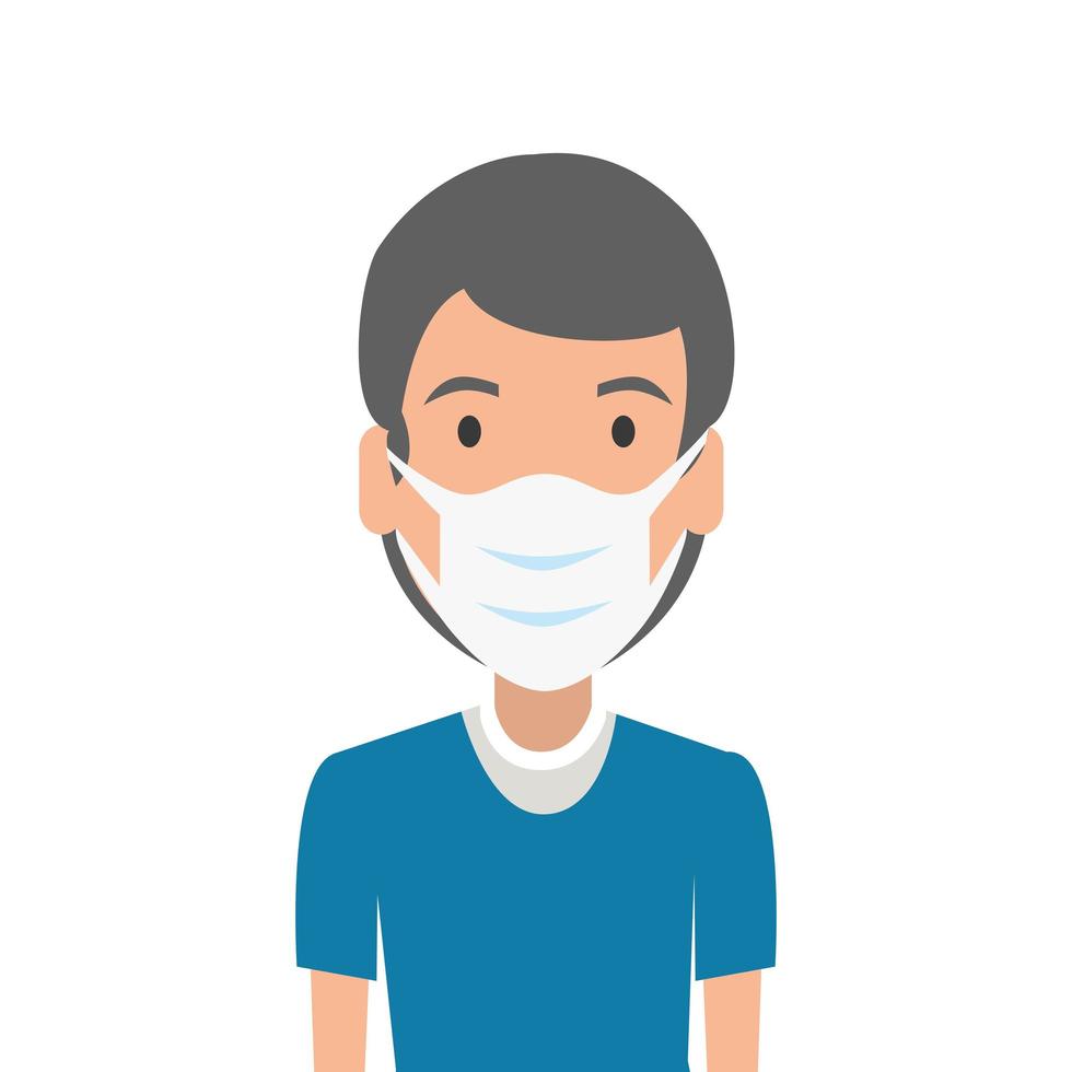 man using face mask isolated icon vector