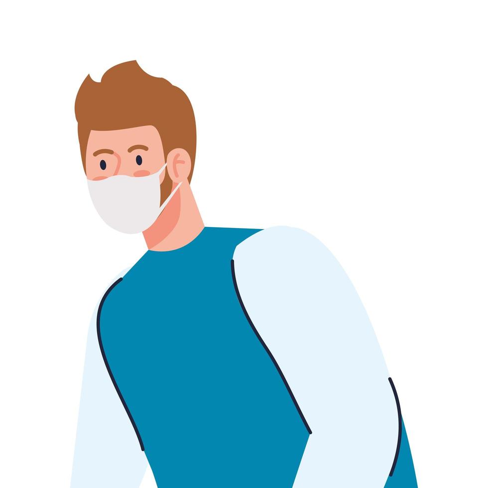 man using protective surgical mask for covid 19 prevention vector