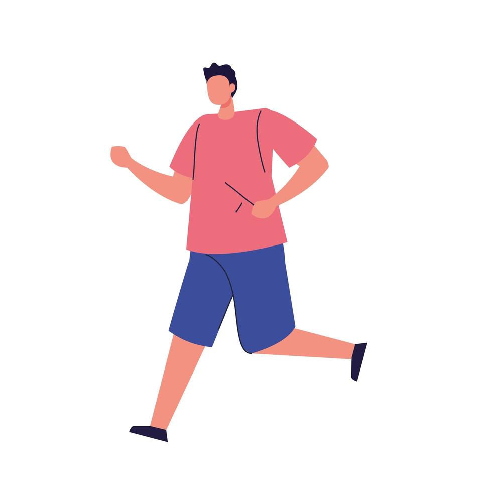 young man running on white background vector