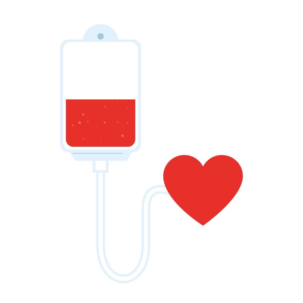 blood bag and heart, blood donation concept, human donates blood vector