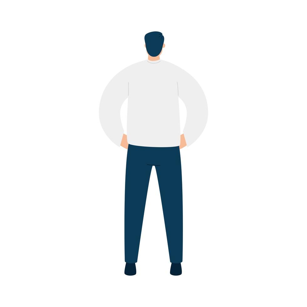 back view of young man with casual clothes isolated icon vector