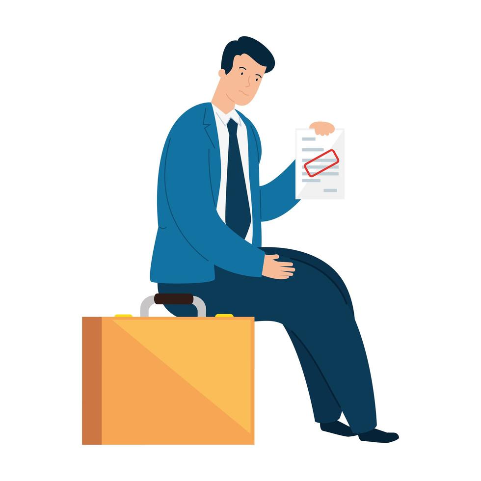 young businessman sad , wearing working outfit vector