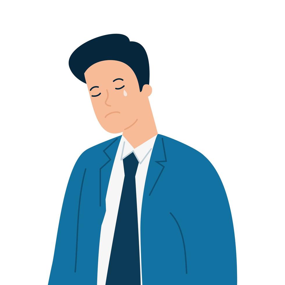 young businessman sad , wearing working outfit vector