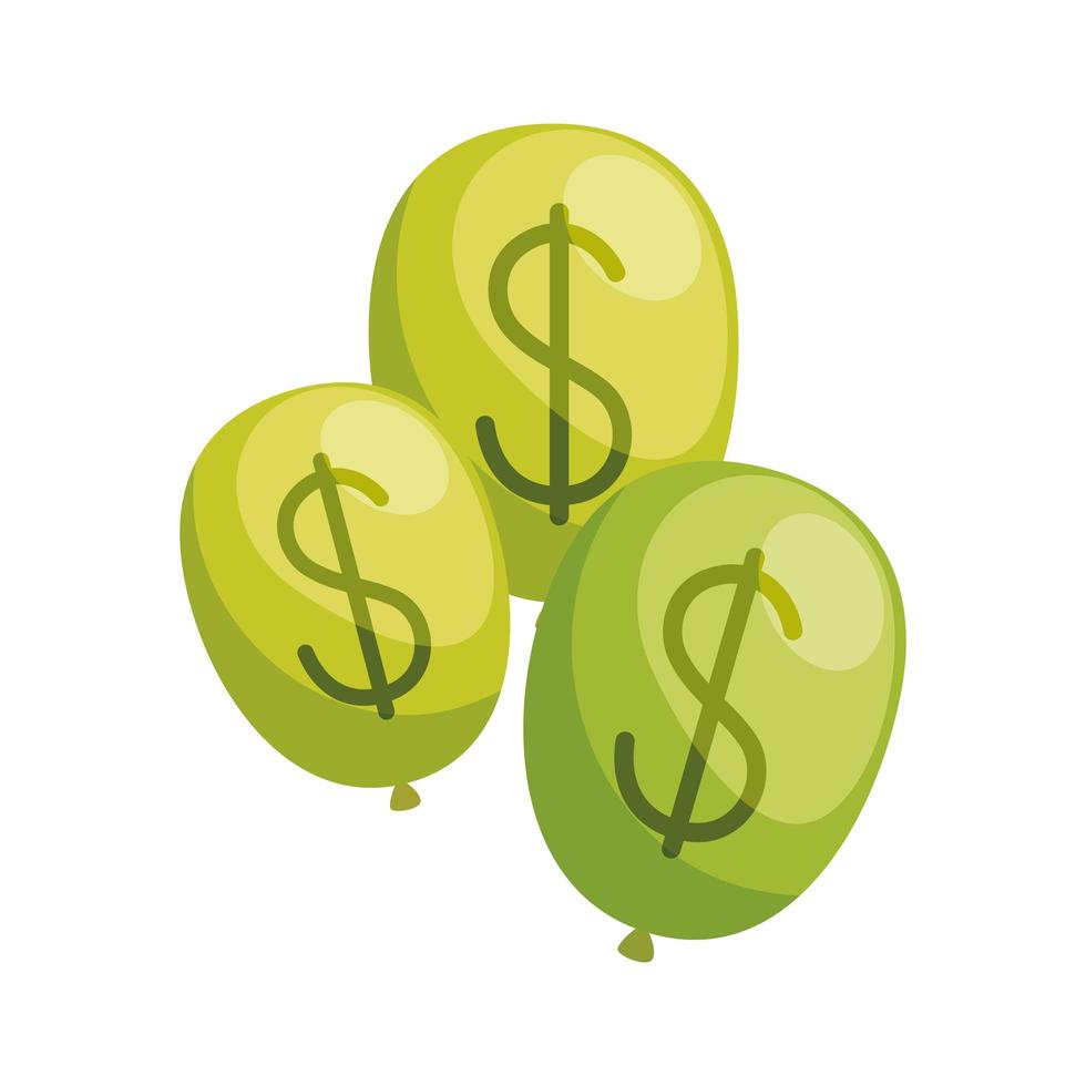 balloons helium with dollar symbol isolated icon vector