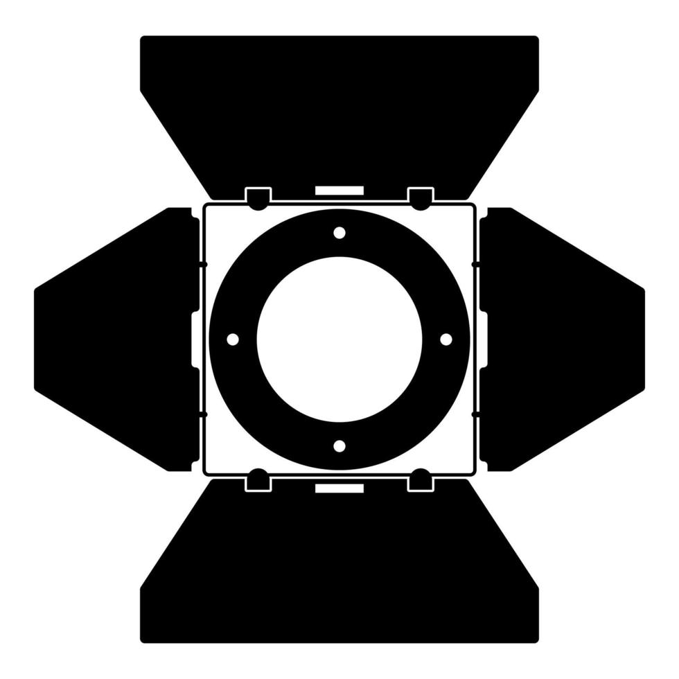 Studio spot lights Studio projector front view Spotlight Movie equipment Spot lamp Projector light concept icon black color vector illustration flat style image
