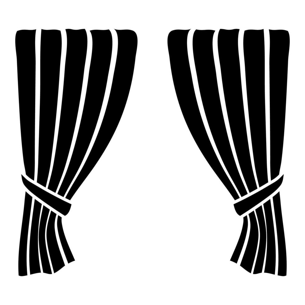 Curtains Blind Curtain Shutter Curtain Shade Portiere drapes for ceremony performance Luxurious curtains Grand opening announcement stage Presintation concept Open drapes Premiere idea icon black vector