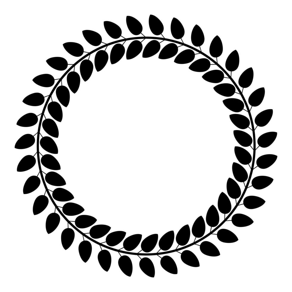 Floral circle Wreath of leaves Round floral frames Floral border icon black color vector illustration flat style image