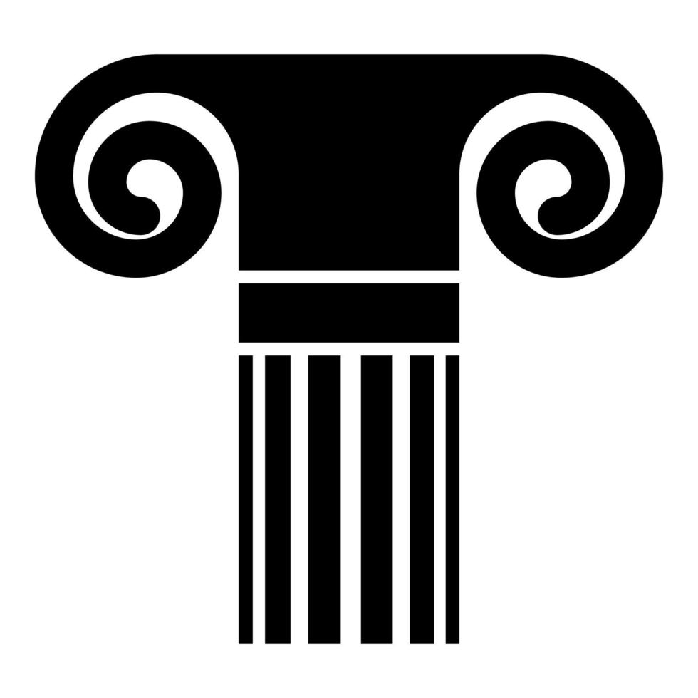 Column ancient style Antique classical column architecture element Pillar Greek roman column icon black color vector illustration flat style image