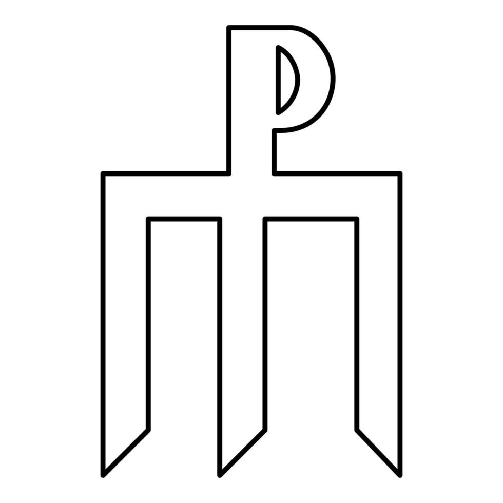 Cross monogram Trident symbol Secret concept sign vector