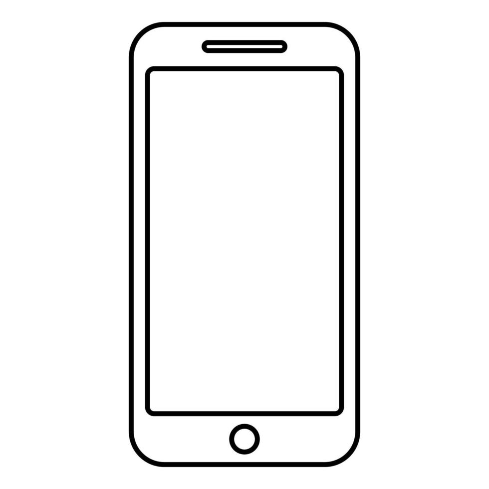 vector de contorno de color negro de icono de teléfono inteligente