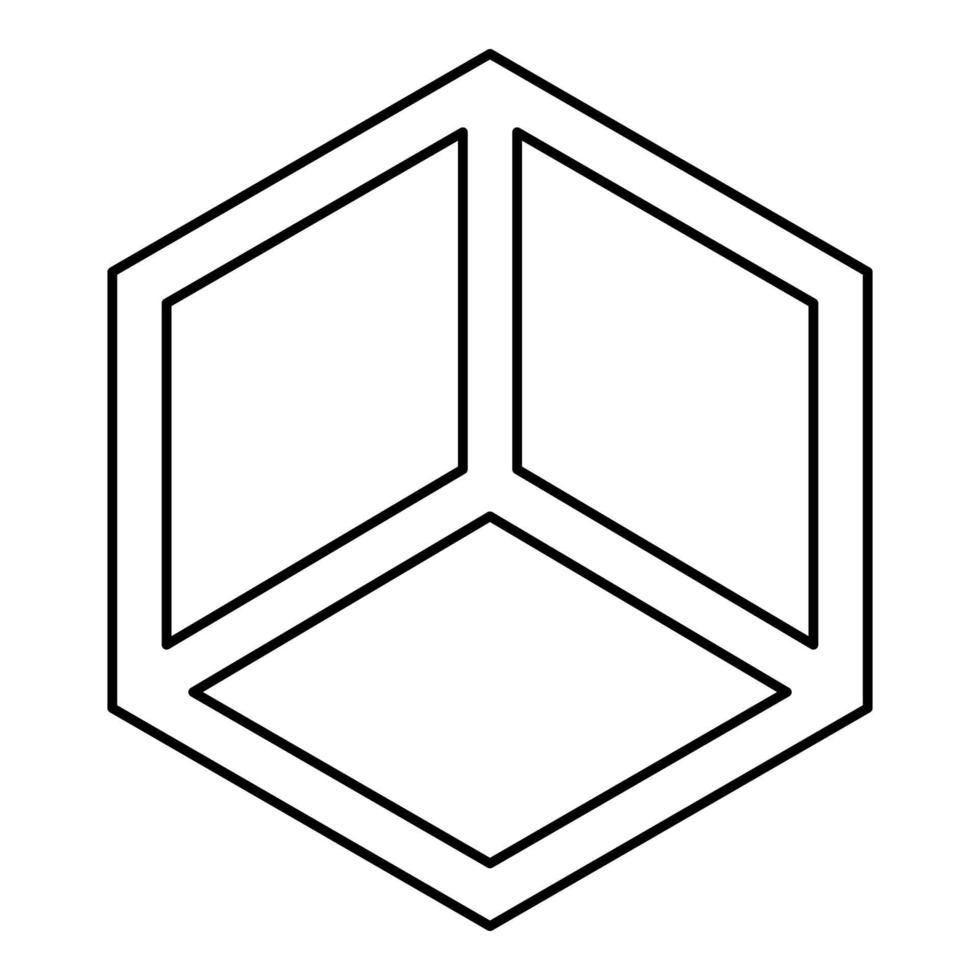 Abstract cube shape Hexagon box icon black color vector