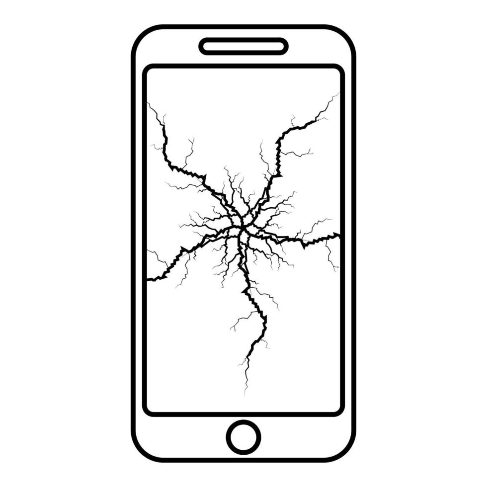 Smartphone with crack on display Broken modern vector