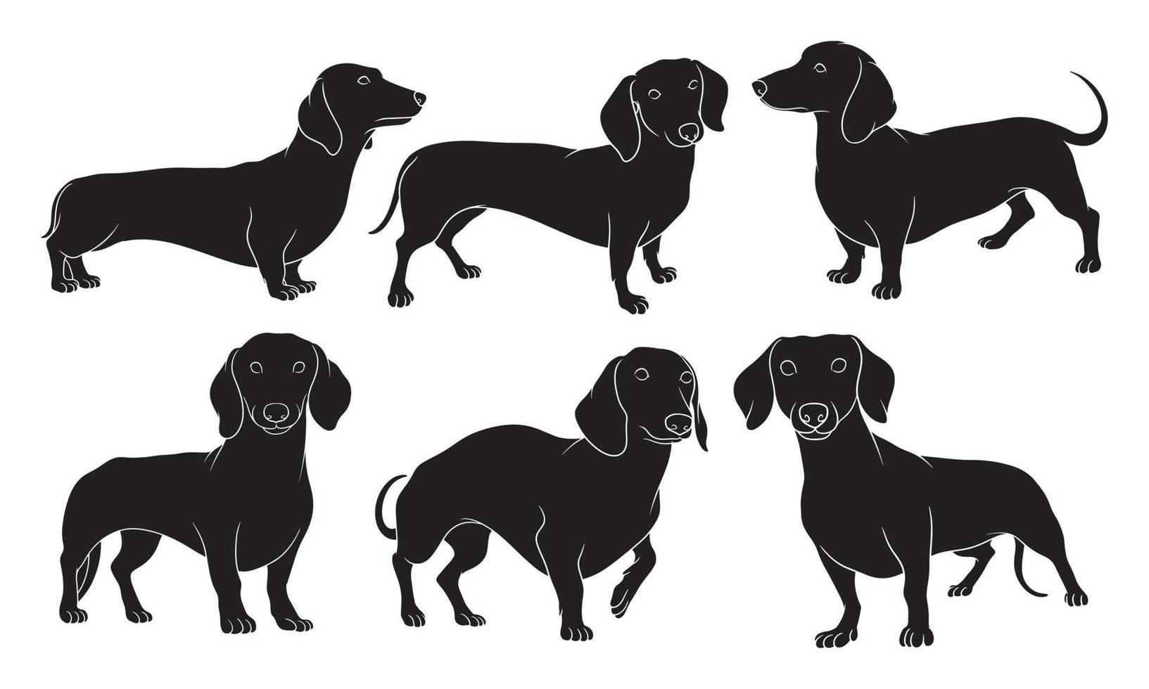 hand drawn silhouette of dachshund dog vector