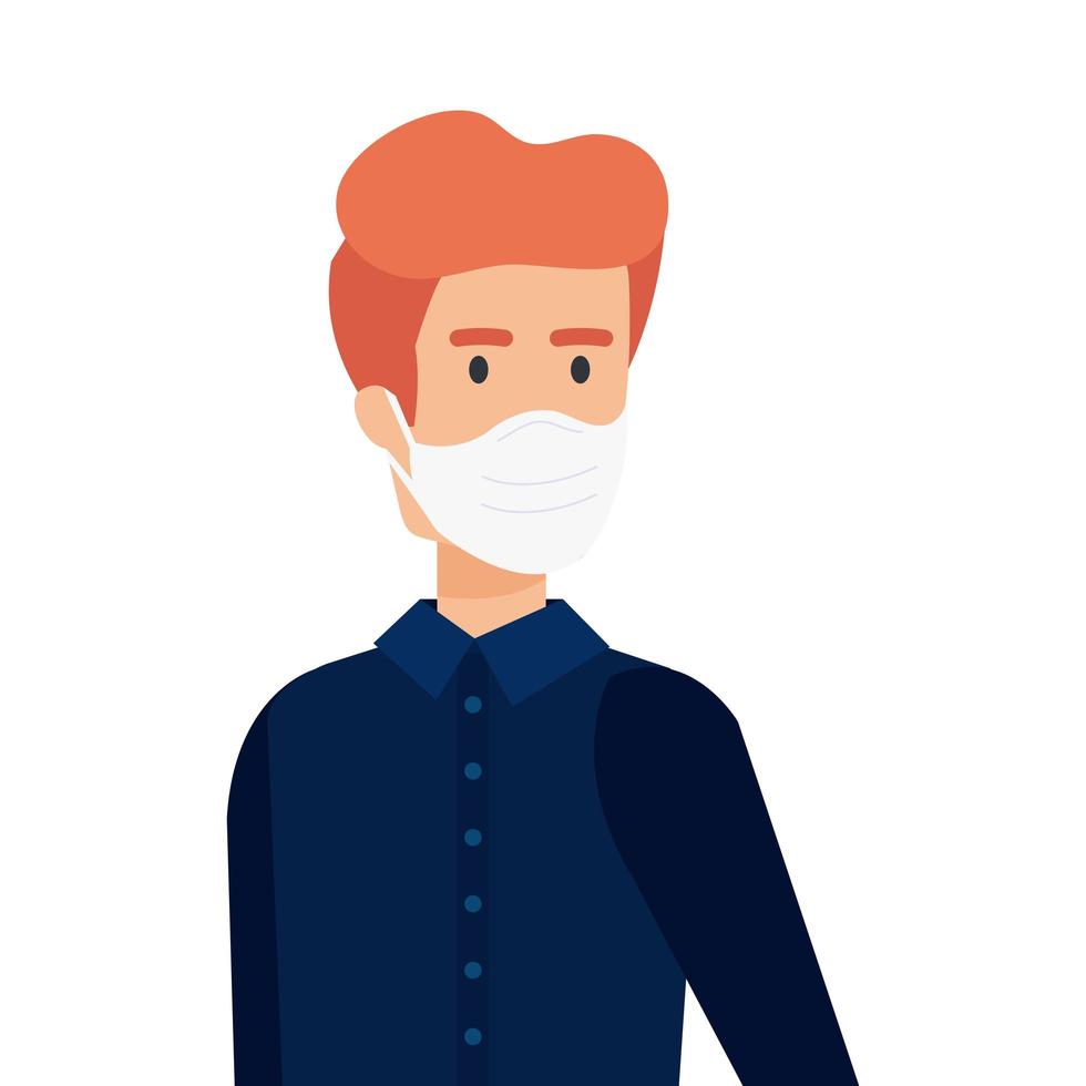 man elegant using face mask isolated icon vector