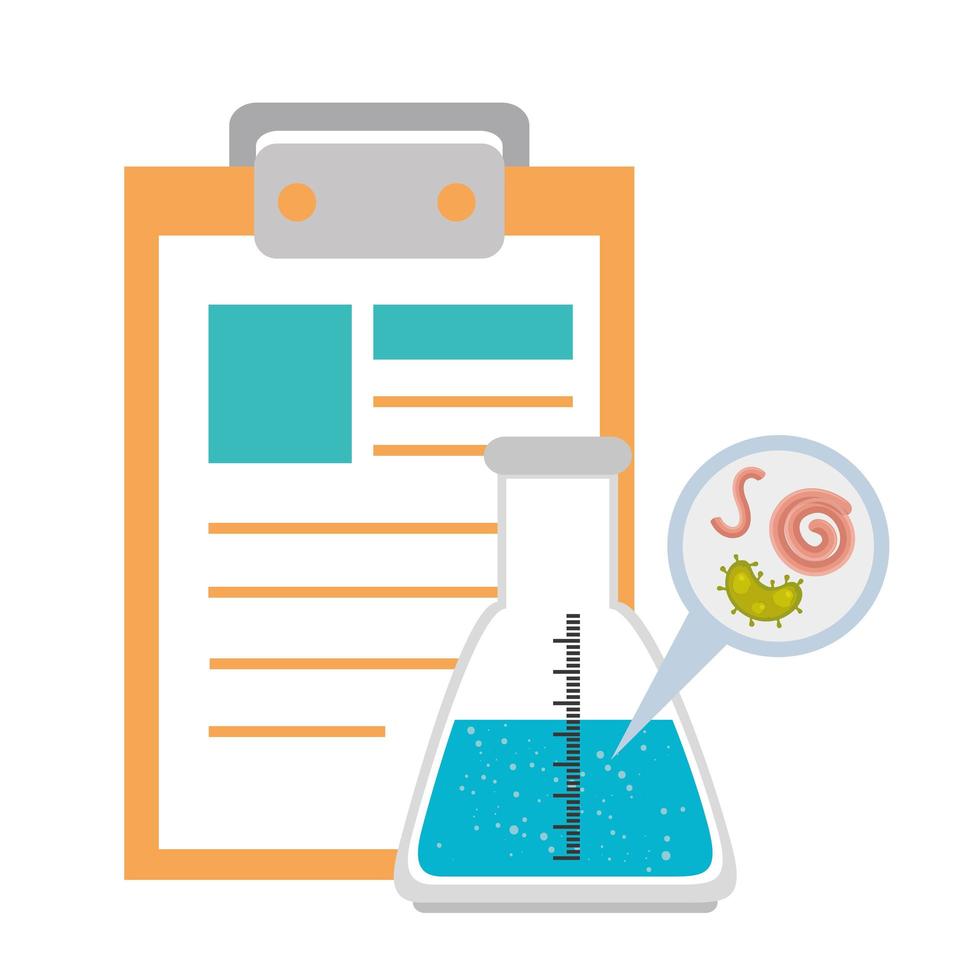 tube test with microorganisms and clipboard vector