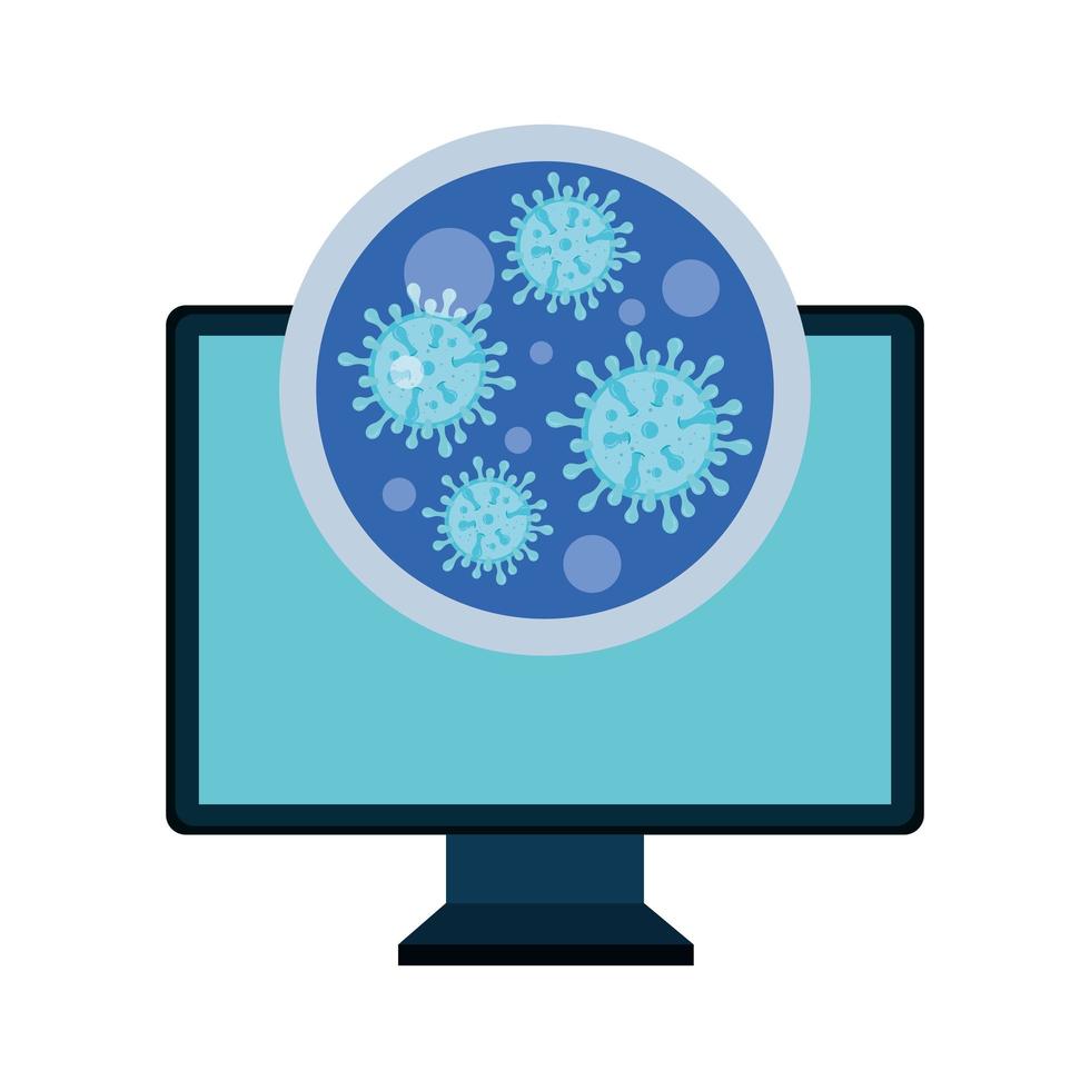 particles covid 19 with monitor computer vector