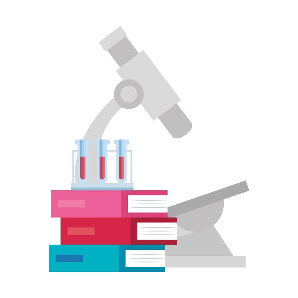 microscope laboratory with tubes test and books vector