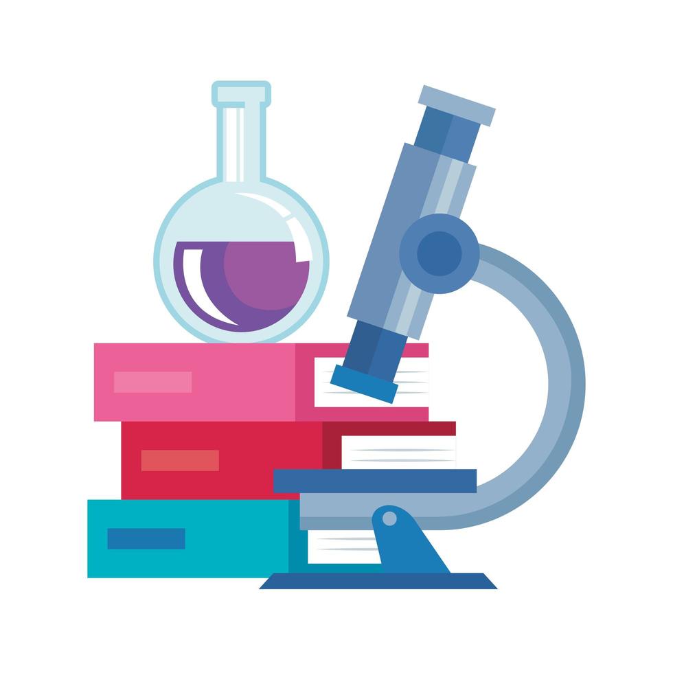 microscope laboratory with tube test and books vector