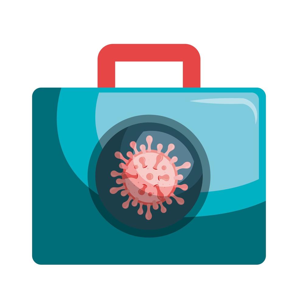 first aid kit with particle covid 19 vector