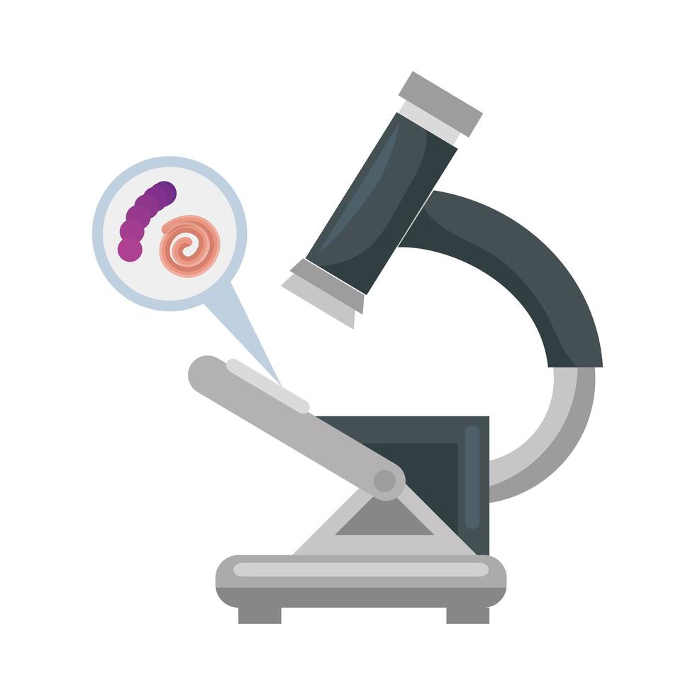 microscope with microorganisms isolated icon vector