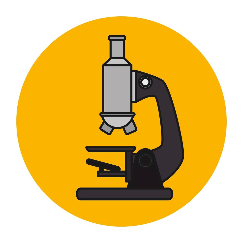 microscopio de laboratorio en marco circular vector