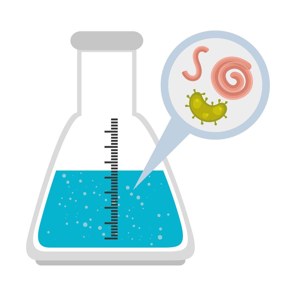 tube test with particles covid 19 and microorganisms vector