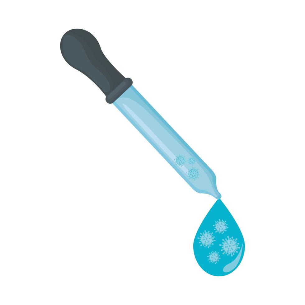 dropper with particles covid 19 isolated icon vector