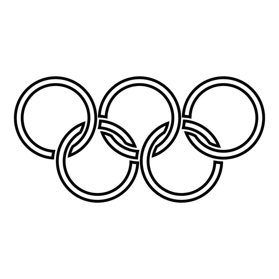 anillos olímpicos icono de cinco anillos olímpicos color negro vector