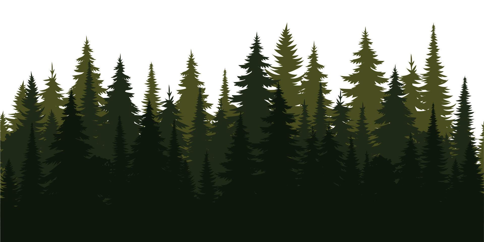 Nature silhouette landscape. Spring forest pine trees. Summer vector illustration. Design winter tree illustration. Vector collection for christmas