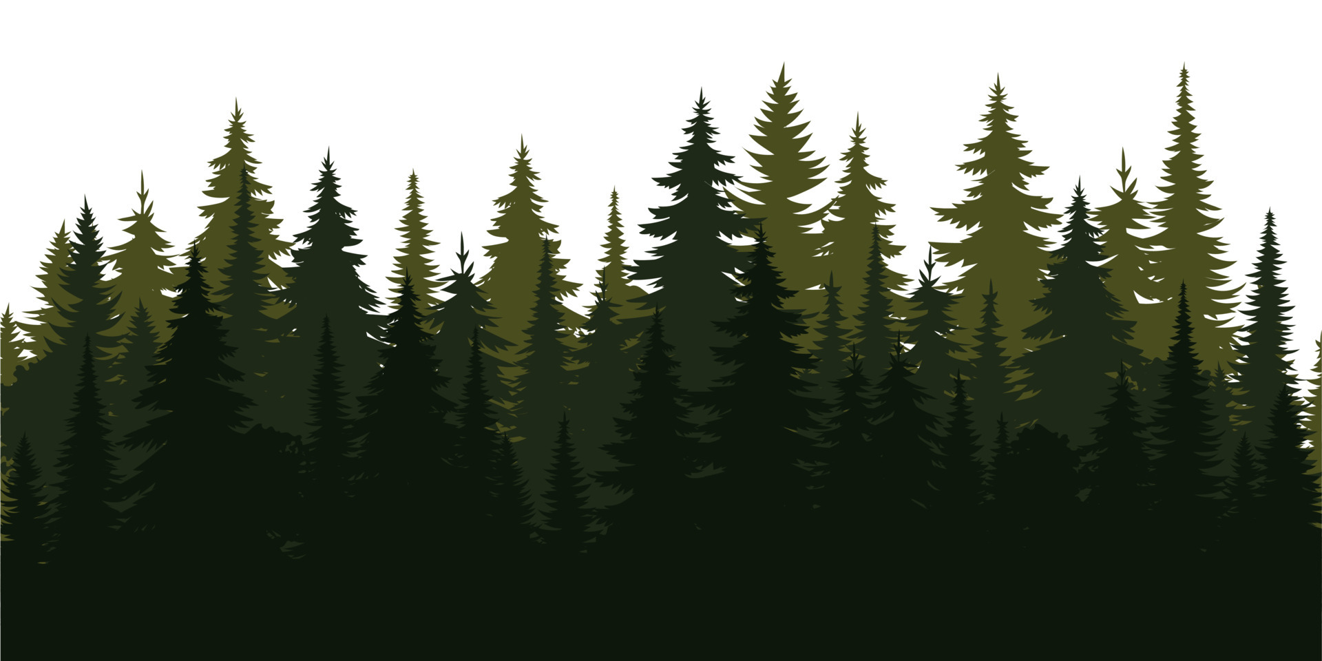 Nature silhouette landscape. Spring forest pine trees. Summer vector