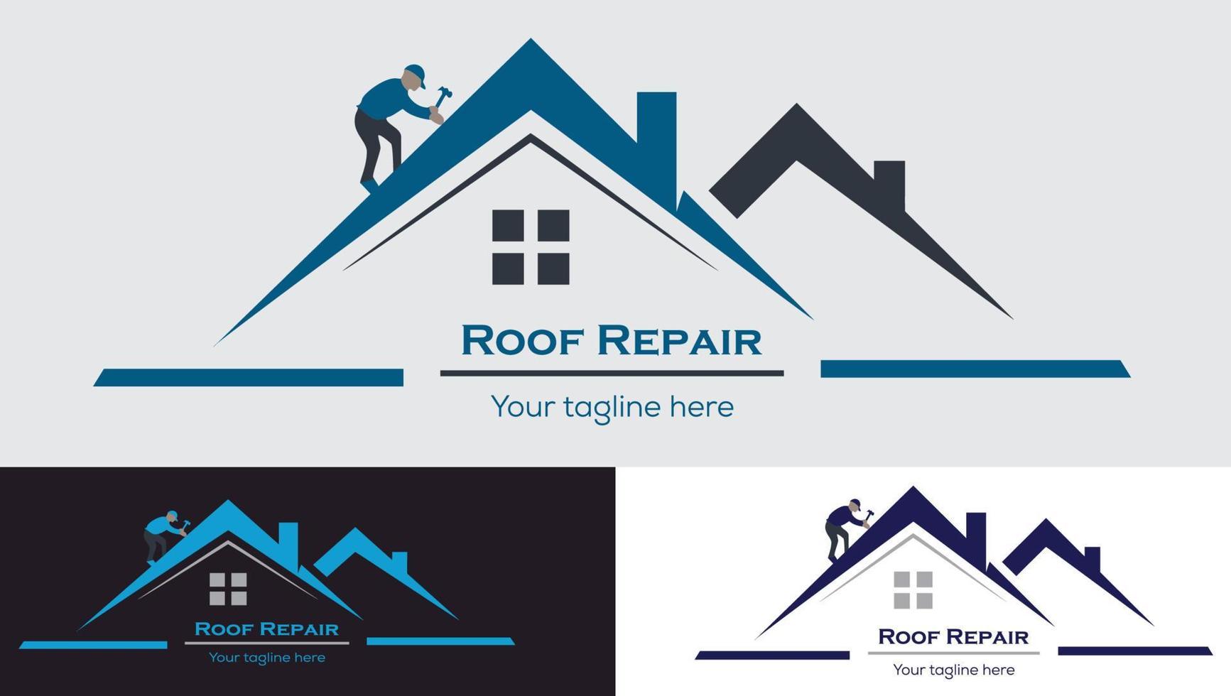 Real estate roof repair logo design vector