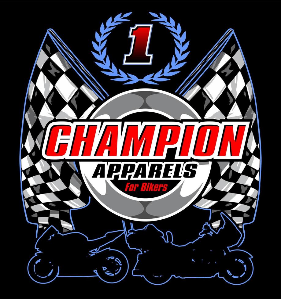 two checkered flags with logo... vector